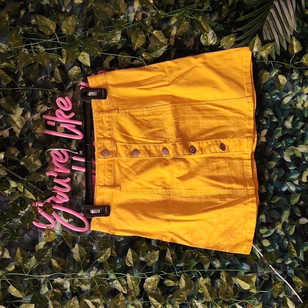Celebrity Pink Button Down Golden Yellow Skirt